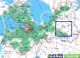 Transporte mapa de Oblast de Leningrado