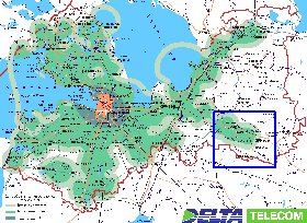 Transporte mapa de Oblast de Leningrado