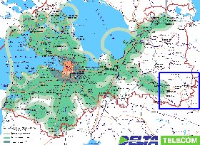 Transporte mapa de Oblast de Leningrado