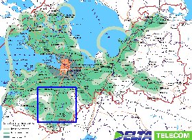 Transporte mapa de Oblast de Leningrado