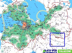 Transporte mapa de Oblast de Leningrado