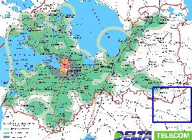 Transporte mapa de Oblast de Leningrado