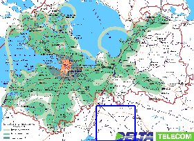 Transporte mapa de Oblast de Leningrado