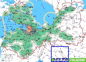 Transporte mapa de Oblast de Leningrado