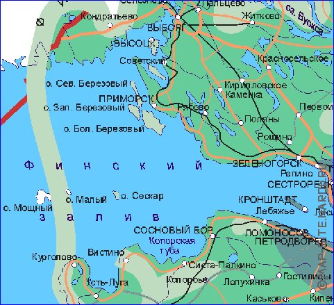 Transporte mapa de Oblast de Leningrado