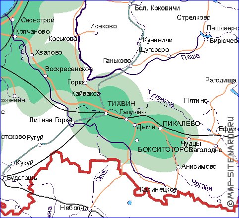 Transporte mapa de Oblast de Leningrado