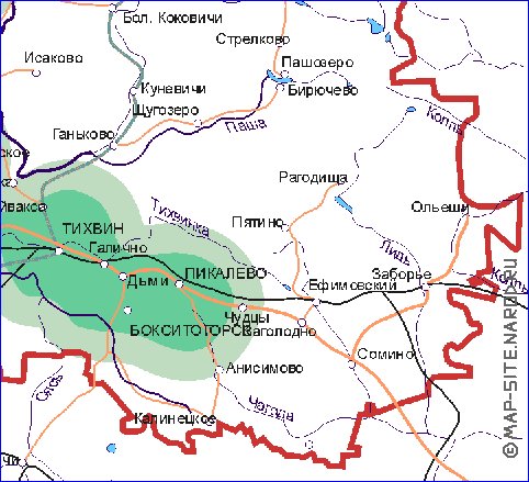 Transporte mapa de Oblast de Leningrado