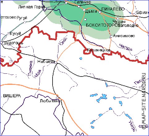 Transporte mapa de Oblast de Leningrado