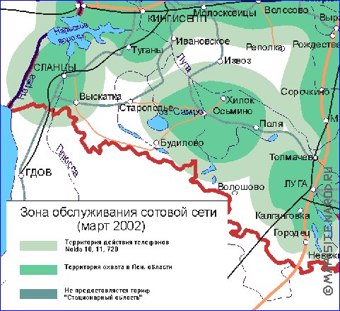 Transporte mapa de Oblast de Leningrado