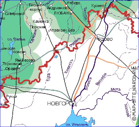 Transporte mapa de Oblast de Leningrado