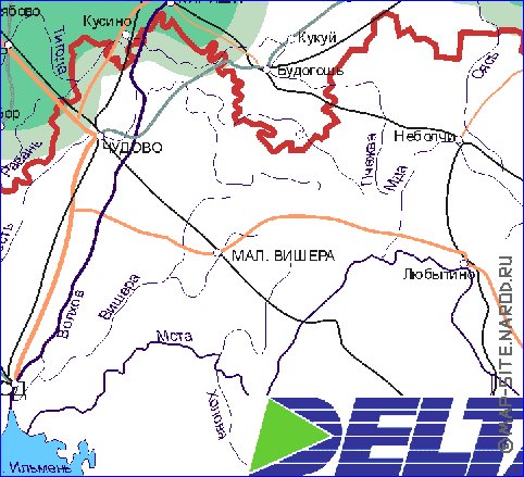 Transporte mapa de Oblast de Leningrado