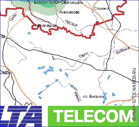 Transporte mapa de Oblast de Leningrado