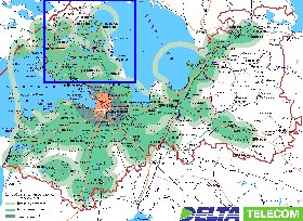 Transporte mapa de Oblast de Leningrado