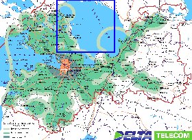 Transporte mapa de Oblast de Leningrado