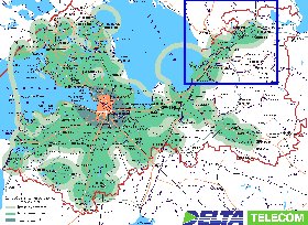 Transporte mapa de Oblast de Leningrado