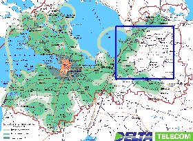 Transporte mapa de Oblast de Leningrado