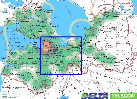 Transporte mapa de Oblast de Leningrado