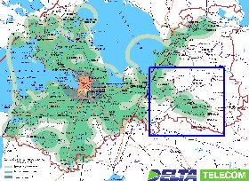 Transporte mapa de Oblast de Leningrado