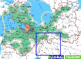 Transporte mapa de Oblast de Leningrado