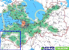 Transporte mapa de Oblast de Leningrado