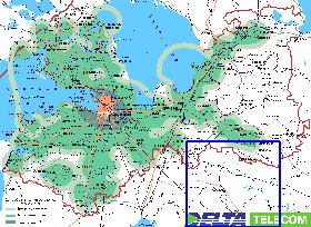 Transporte mapa de Oblast de Leningrado