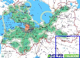 Transporte mapa de Oblast de Leningrado