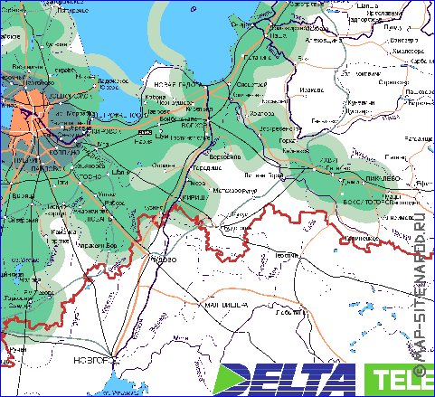 Transporte mapa de Oblast de Leningrado