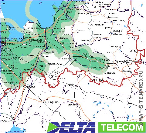 Transporte mapa de Oblast de Leningrado