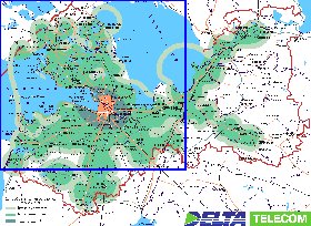 Transporte mapa de Oblast de Leningrado