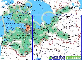 Transporte mapa de Oblast de Leningrado