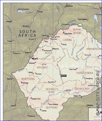 carte de Lesotho