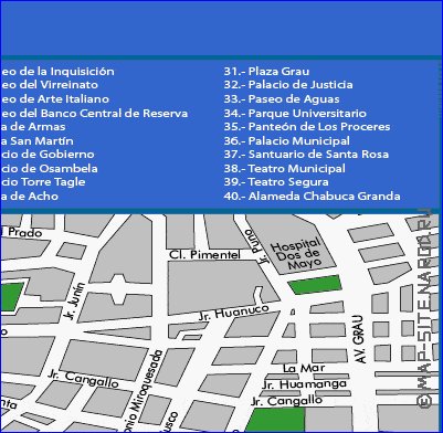 mapa de Lima em espanhol