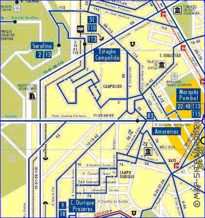 Transporte mapa de Lisboa