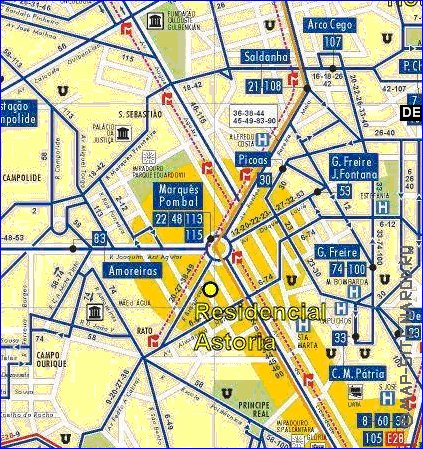 Transporte mapa de Lisboa