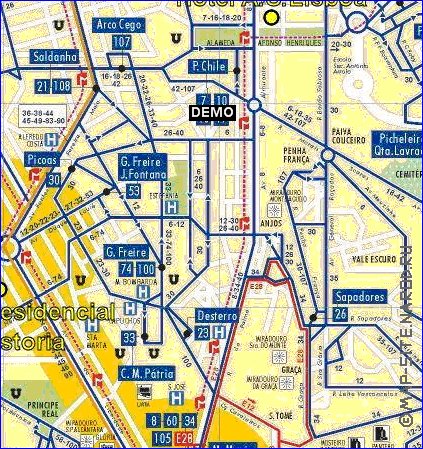 Transporte mapa de Lisboa