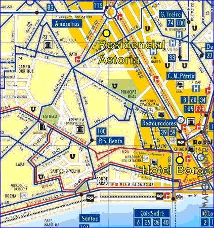 Transporte mapa de Lisboa