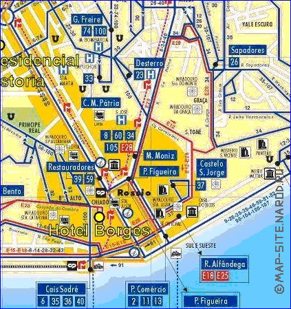 Transporte mapa de Lisboa