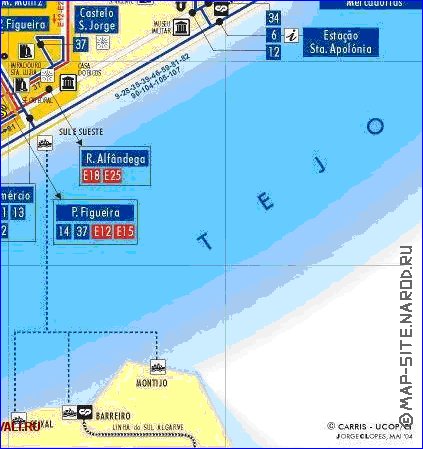 Transporte mapa de Lisboa