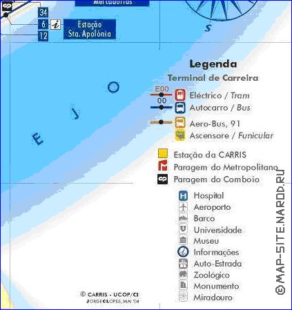 Transporte mapa de Lisboa