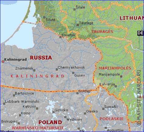 Administrativa mapa de Lituania em ingles