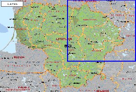 Administrativa mapa de Lituania em ingles