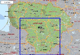 Administratives carte de Lituanie en anglais