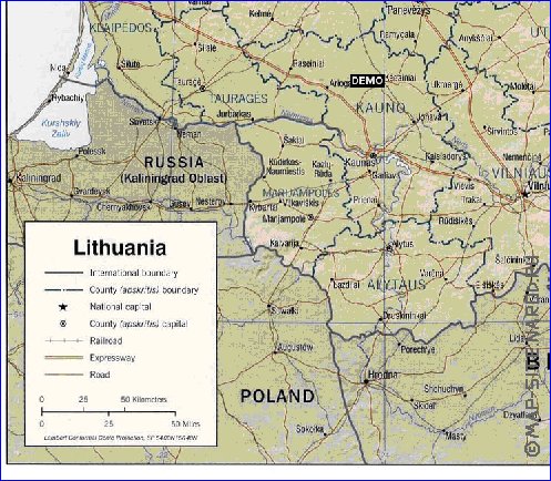 Administrativa mapa de Lituania