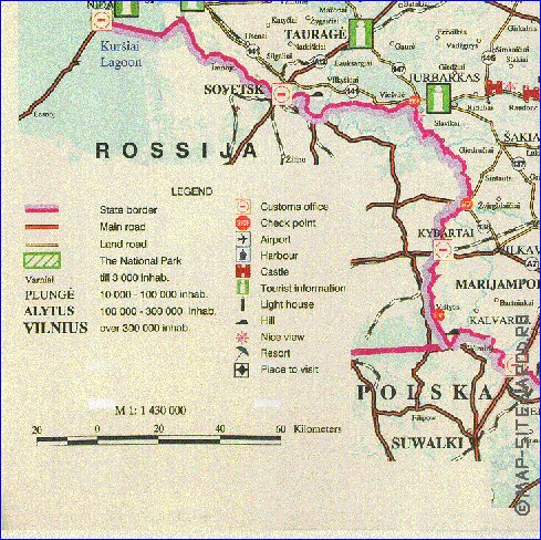 carte de Lituanie en anglais