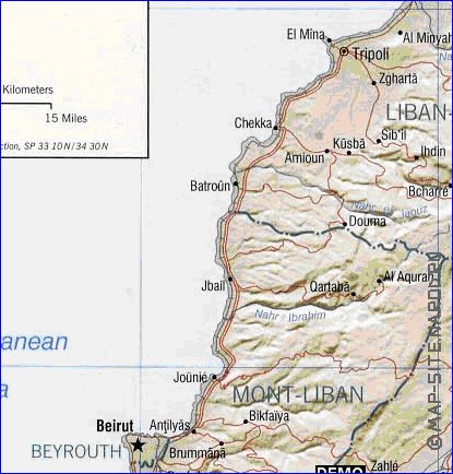 Administrativa mapa de Libano
