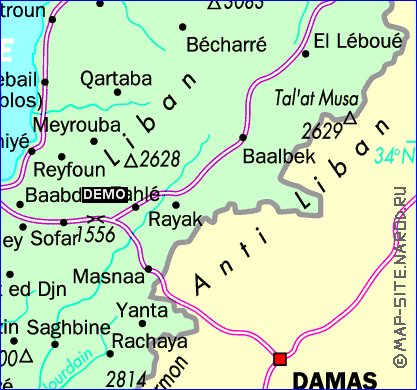 mapa de de estradas Libano em frances
