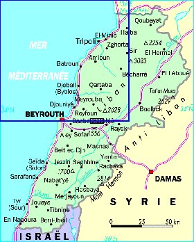 mapa de de estradas Libano em frances