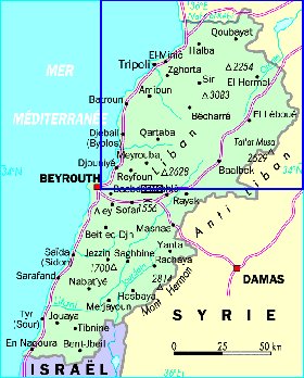 mapa de de estradas Libano em frances