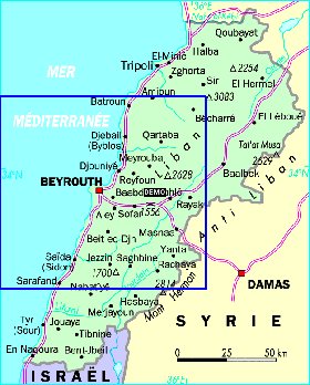 carte de des routes Liban