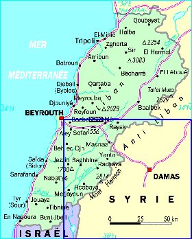 carte de des routes Liban